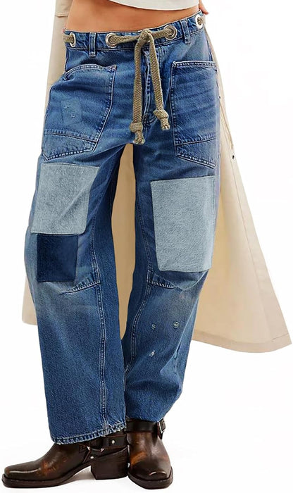 Women's Colorblock Straight-Leg Casual Jeans