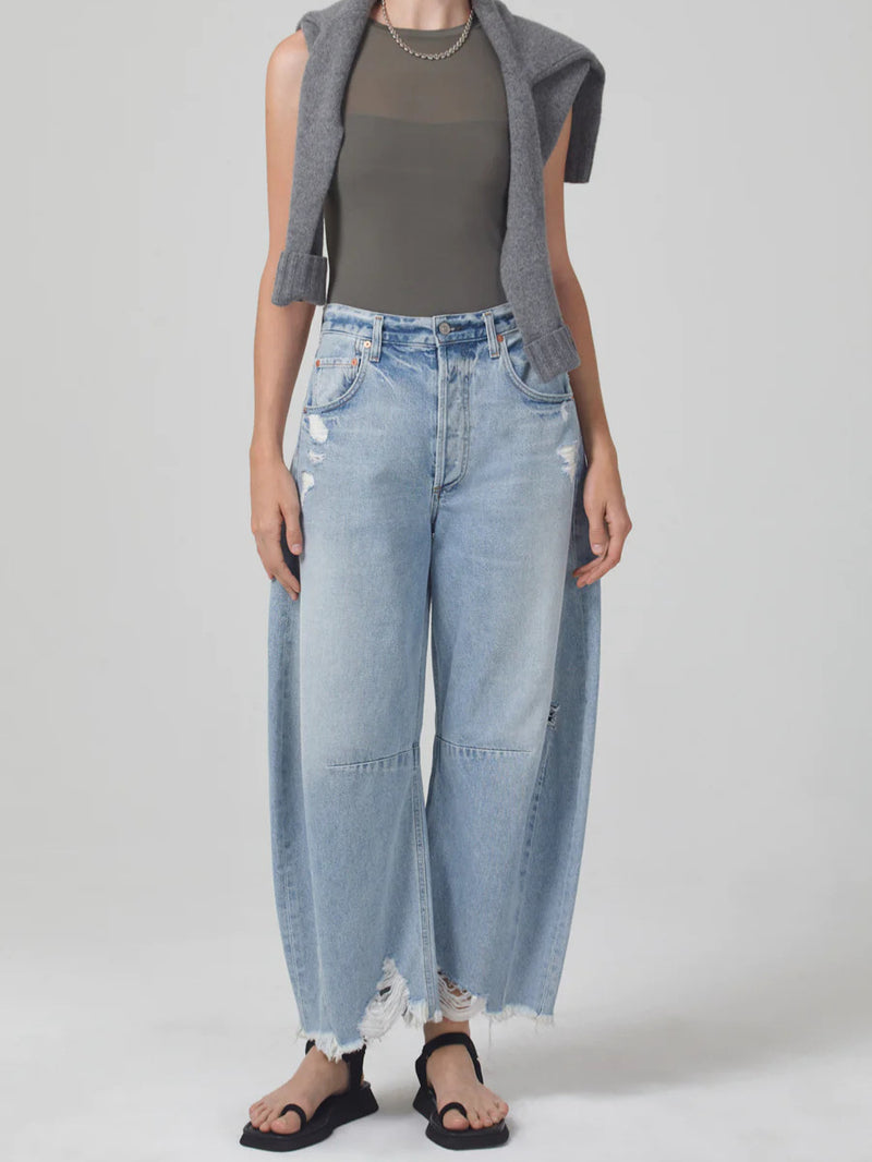 Women's High Waist Loose Raw Edge Jeans