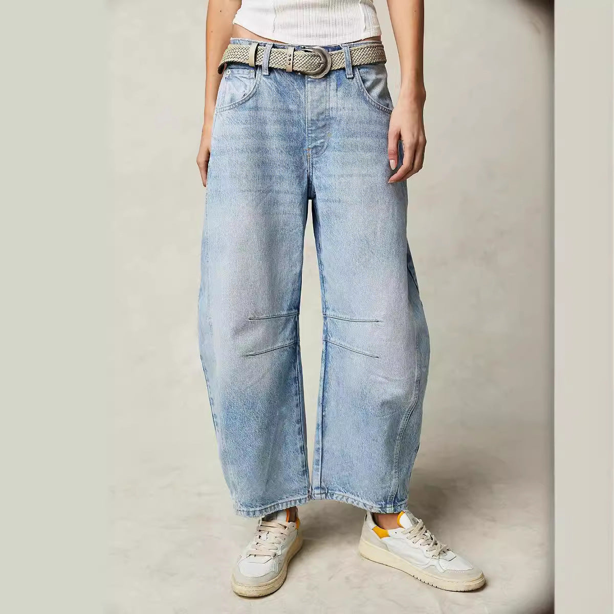 Women's Loose Wide Leg Pants Low Rise Washed Jeans