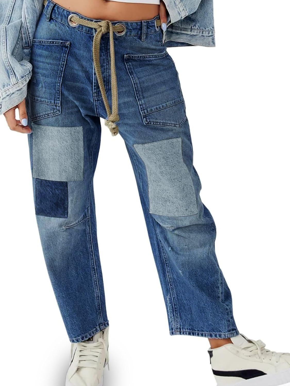 Women's Colorblock Straight-Leg Casual Jeans