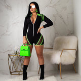 Women's Fluorescent Splicing Mesh Sexy Slim Rompers