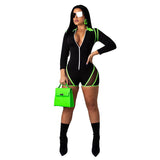 Women's Fluorescent Splicing Mesh Sexy Slim Rompers