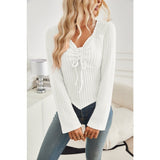 Women's Pleated Long-Sleeved Pit Strip Short Top T-shirt