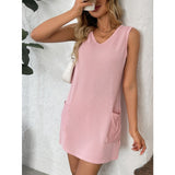 Women's Pullover Vest Solid Color Pocket Dresses