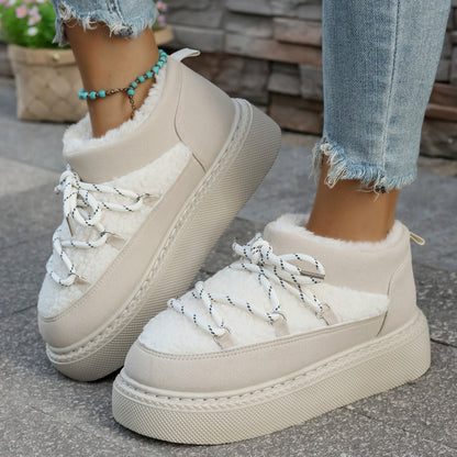 Thick-soled cross-strap 2025 autumn and winter new fashionable velvet thickened thermal short tube one-pedal elastic cotton shoes