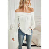 Women's Fashion One-Shoulder Slim-Fit Split T-Shirt