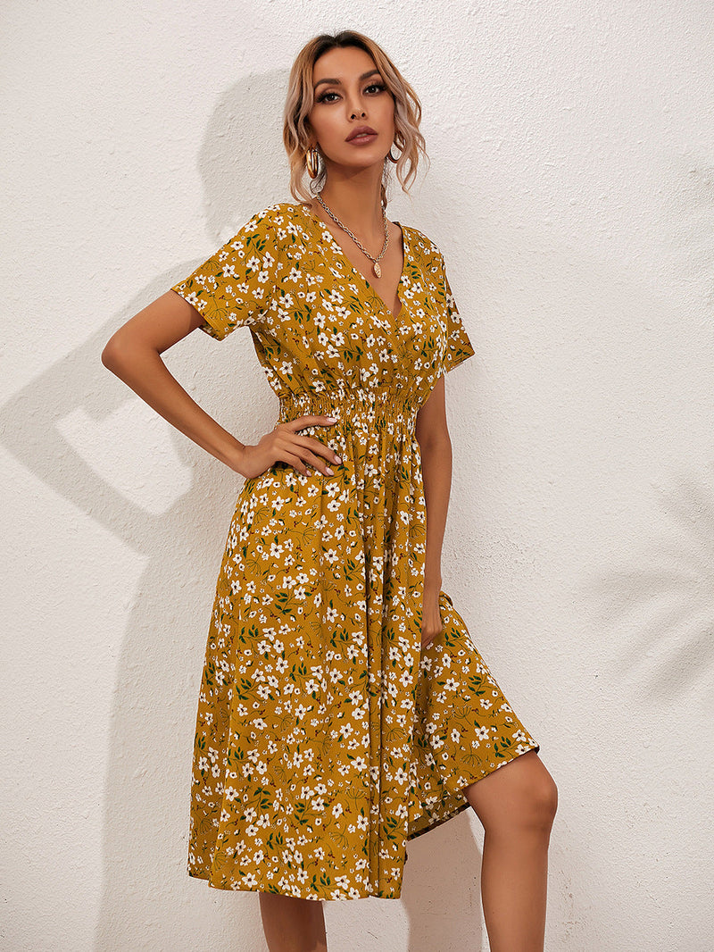 Women's Summer Floral Print Short Sleeve Dresses