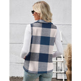 【Christmas Sale】Women’s Fall/Winter Plaid Check Sleeveless Zipper Vest