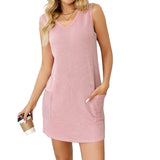 Women's Pullover Vest Solid Color Pocket Dresses