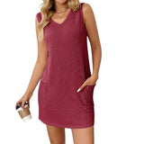 Women's Pullover Vest Solid Color Pocket Dresses