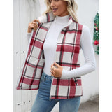 【Christmas Sale】Women’s Fall/Winter Plaid Check Sleeveless Zipper Vest