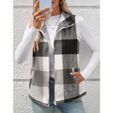 【Christmas Sale】Women’s Fall/Winter Plaid Check Sleeveless Zipper Vest
