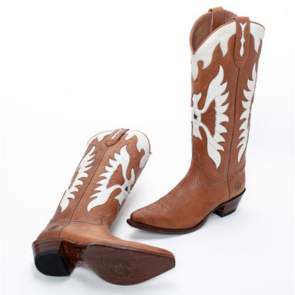 Women's Patchwork Wing Leather Tall Boots