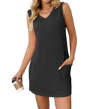 Women's Pullover Vest Solid Color Pocket Dresses