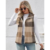 【Christmas Sale】Women’s Fall/Winter Plaid Check Sleeveless Zipper Vest