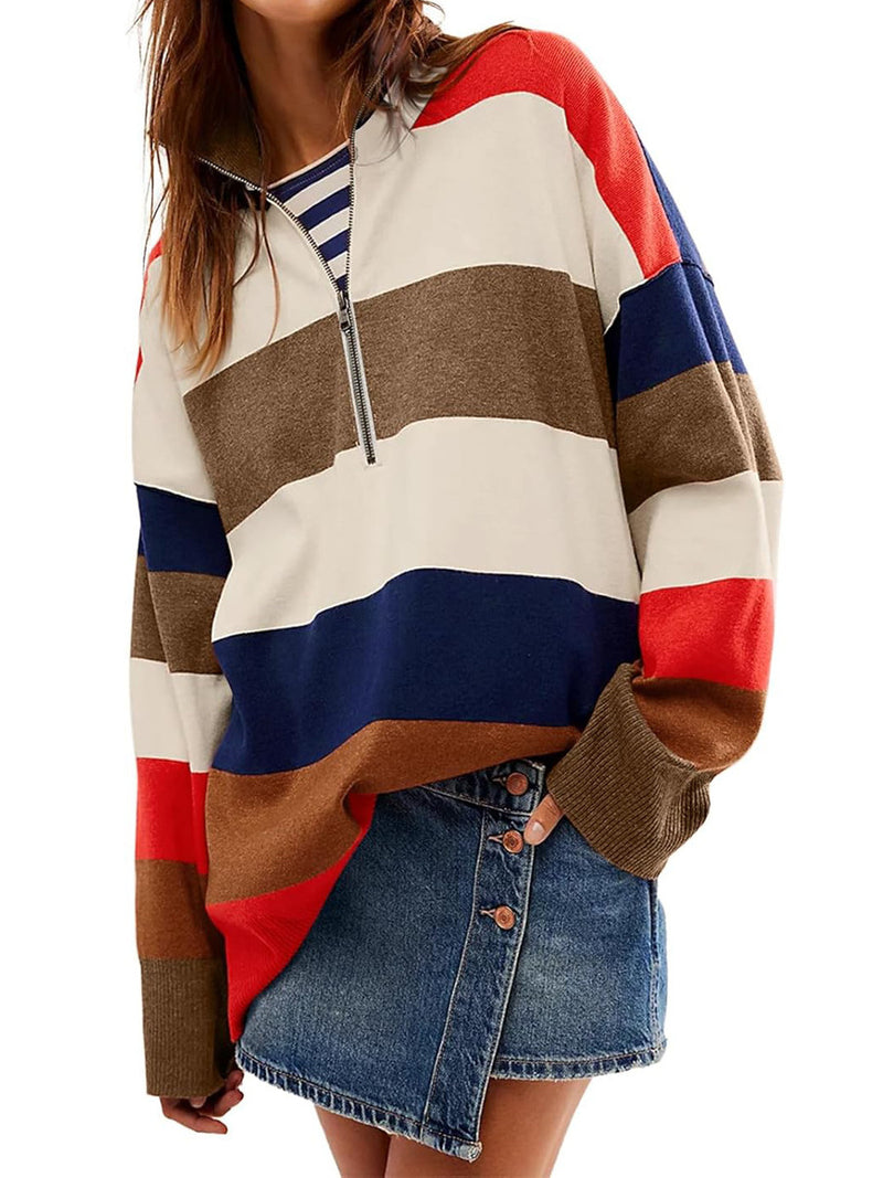 Kimemoda Oversized Womens Sweaters Fall 2024 Half Zipper Turtleneck Sweater Long Sleeve Tops