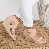 Kimemoda Leopard Wedge Sandals Criss Cross Espadrilles