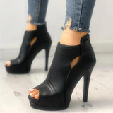 Kimemoda Peep Toe Platform Heels Cutout  Stiletto Heel Sandals