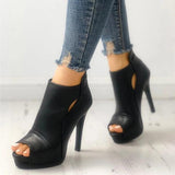 Kimemoda Peep Toe Platform Heels Cutout  Stiletto Heel Sandals