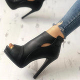 Kimemoda Peep Toe Platform Heels Cutout  Stiletto Heel Sandals