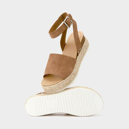 Kimemoda Womens Espadrille Platform Sandals Open Toe Ankle Buckle Sandals