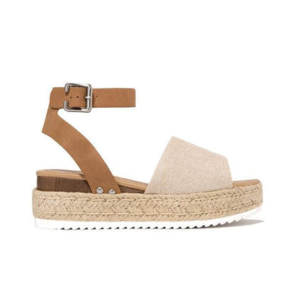 Kimemoda Womens Espadrille Platform Sandals Open Toe Ankle Buckle Sandals