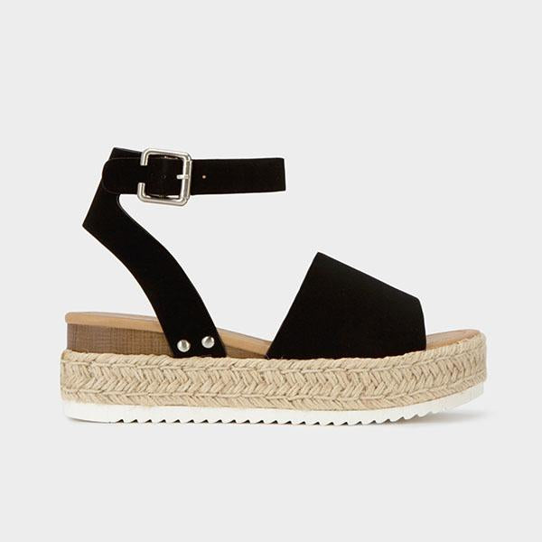 Kimemoda Womens Espadrille Platform Sandals Open Toe Ankle Buckle Sandals