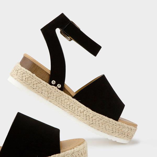 Kimemoda Womens Espadrille Platform Sandals Open Toe Ankle Buckle Sandals