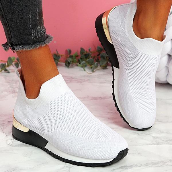 Kimemoda Womens Daily Slip-on Solid Color Sneakers Fashion Running Shoes