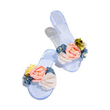 Kimemoda Multi-Color Floral Slides Clear Jelly Sandals