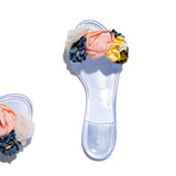 Kimemoda Multi-Color Floral Slides Clear Jelly Sandals