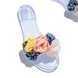 Kimemoda Multi-Color Floral Slides Clear Jelly Sandals