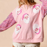2025 New Women's Christmas Sequin Sleeve Sweet & Versatile Long Sleeve Fashion Sweatshirt