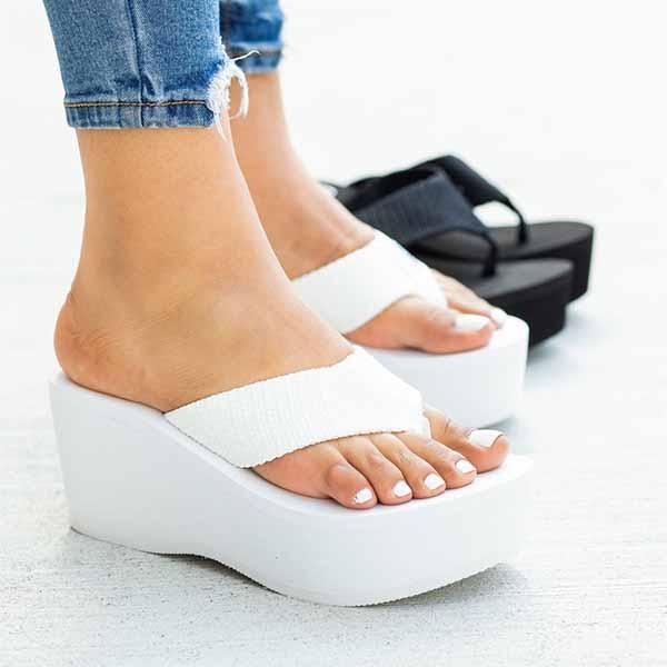Kimemoda Womens Platform Flip-Flops Foam Wedge Sandals