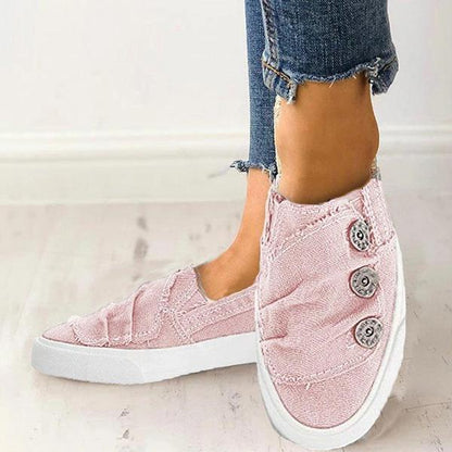 Kimemoda Womens Casual Button Comfy  Slip On Sneakers