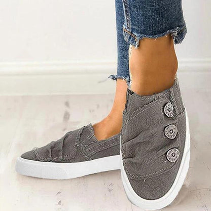 Kimemoda Womens Casual Button Comfy  Slip On Sneakers