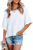 Womens Oversized T Shirts Summer Casual Crewneck 3/4 Sleeve Loose Fit Cute Flowy Tops