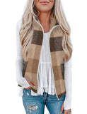 【Christmas Sale】Women’s Fall/Winter Plaid Check Sleeveless Zipper Vest