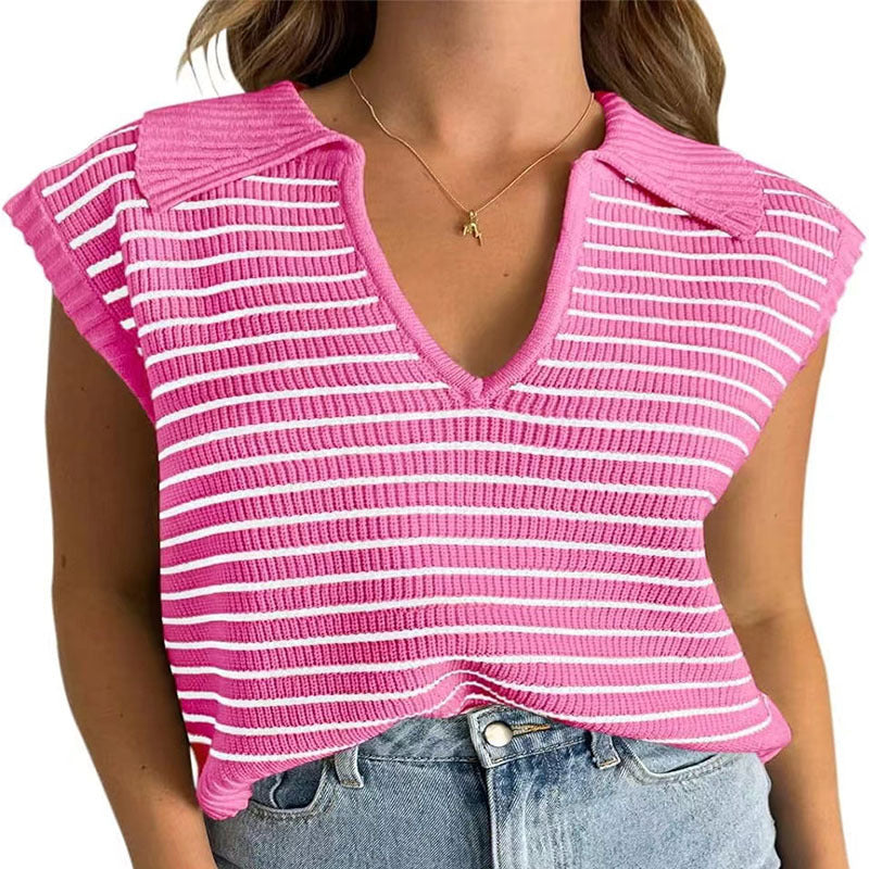 Women's Summer for Women 2024 V Neck Cap Sleeve Tops Sleeveless Spring Clothes Sweaters