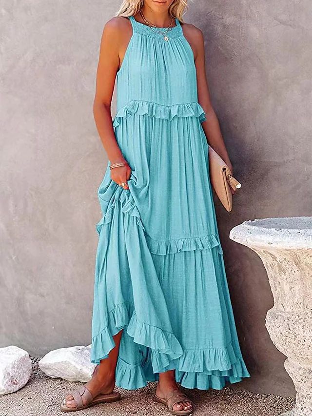 Women's Ruffled Holiday Style Elegant Beach Dresses