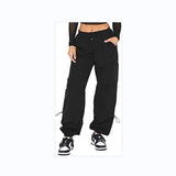 Women's Loose Strap Multi-Pocket Straight Cargo Casual Pants