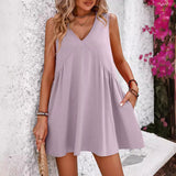 Women's Summer Casual V-Neck Sleeveless Vest Loose Dresses