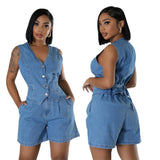 Women's Sleeveless High Waist Denim Sets