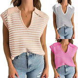 Women's Summer for Women 2024 V Neck Cap Sleeve Tops Sleeveless Spring Clothes Sweaters