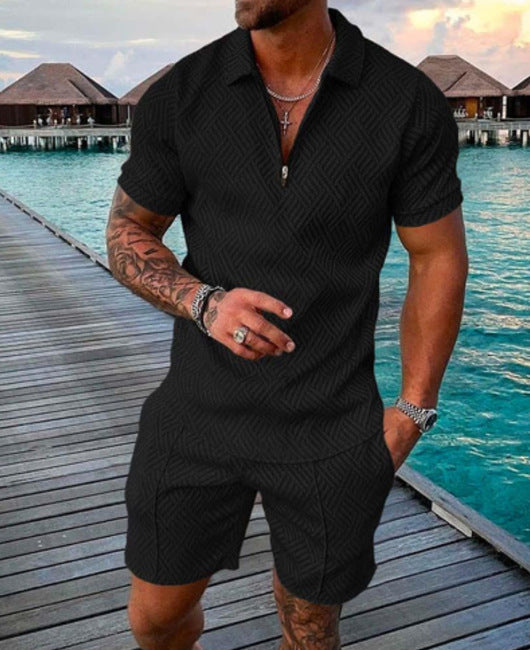 Men's Fashion Casual Suit Short Sleeve Polo Shirt