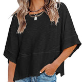 Womens Oversized T Shirts Summer Casual Crewneck 3/4 Sleeve Loose Fit Cute Flowy Tops