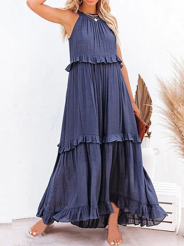 Women's Ruffled Holiday Style Elegant Beach Dresses