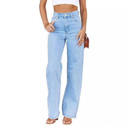 Women's High Waisted Jeans Boyfriend Baggy Straight Leg Casual Denim Pants