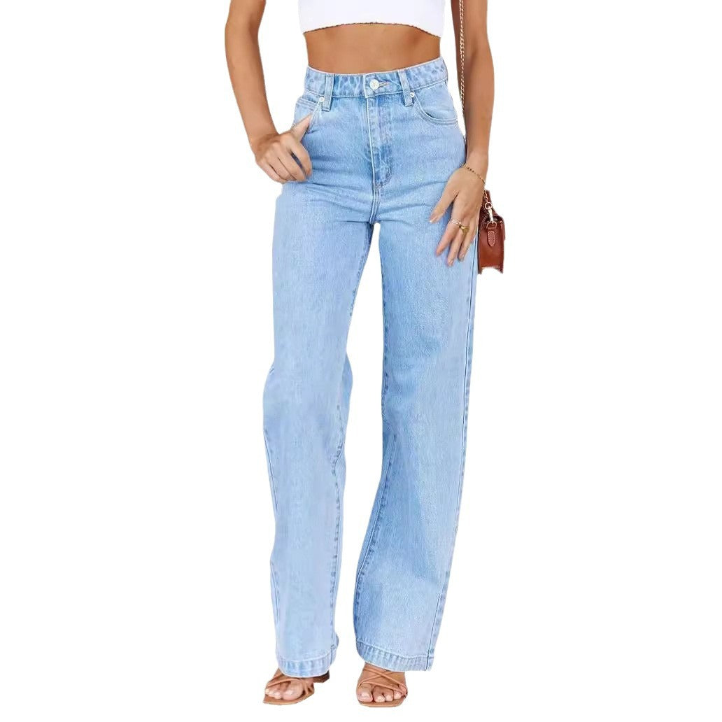 Women's High Waisted Jeans Boyfriend Baggy Straight Leg Casual Denim Pants