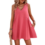 Women's Summer Casual V-Neck Sleeveless Vest Loose Dresses